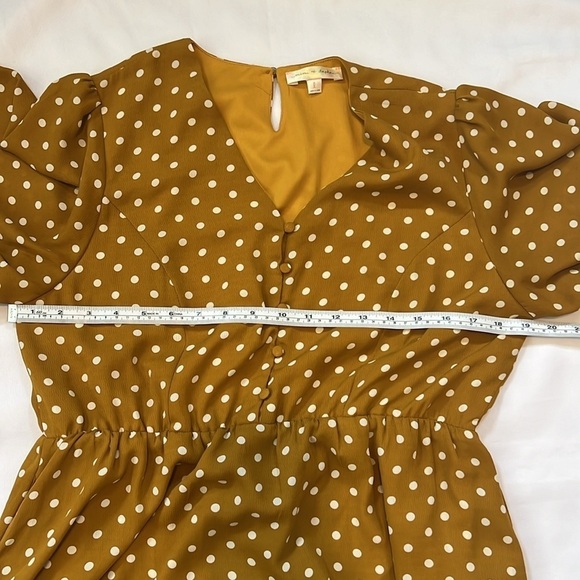 Mustard Polka Dot Flowy Accent Nursing Dress - Picture 8 of 10